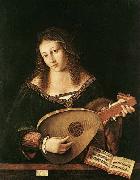 BARTOLOMEO VENETO Woman Playing a Lu oil painting reproduction
